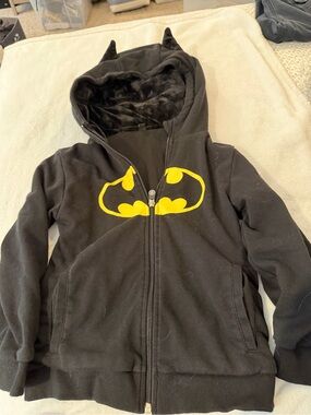 Batman Black Hoodie with Yellow Bat Emblem and Ear Hood